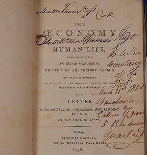 The Oeconomy [Economy] of Human Life, Translated From an Indian Manuscript, Written by an Ancient...