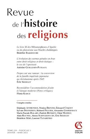 revue de l'histoire des religions n.239-1 : janvier-mars 2022