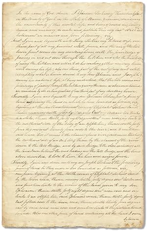 1822 Kennebunk, Maine Legal Document Proving the Last Will and Testament of Ephraim Perkins of Ke...