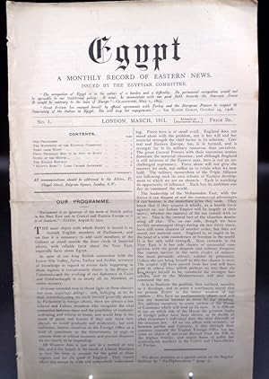 Egypt. A Monthly Record of Eastern News. ISSUE NO 1. March 1911.