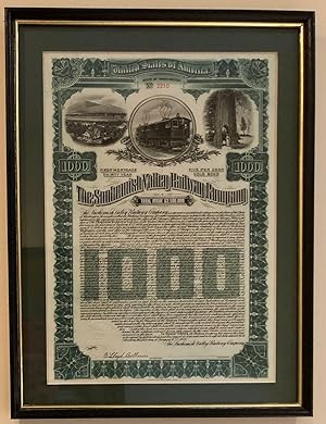 Snohomish Valley Railway Bond Certificate, 1905, Matted and Framed Under Glass