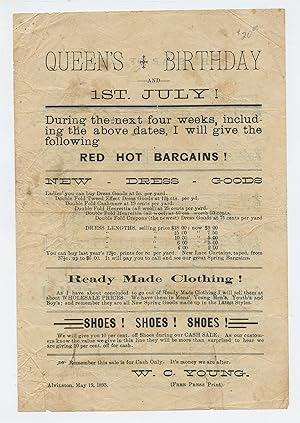 W. C. Young Queen's Birthday and 1st. July sale flyer/ "The Star of Love" music
