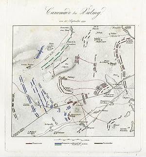 Antique Map-BATTLE OF VALMY-CANNONADE-FRANCE-von Rothenburg-1837