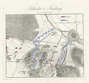 Antique Map-BATTLE OF FREIBURG-30 YEARS' WAR-GERMANY-von Rothenburg-1837