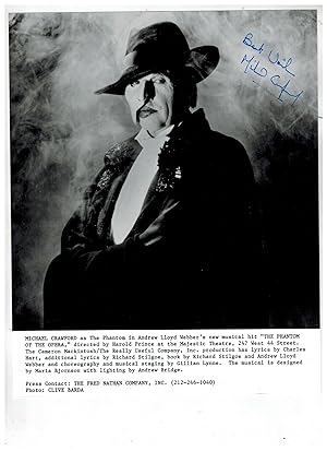 SIGNED AND INSCRIBED Publicity Photograph of Michael Crawford as The Phantom in Andrew Lloyd Webe...