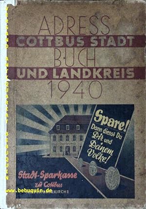 ADRESSBUCH VON COTTBUS 1940.- Stadt und Landkreis.