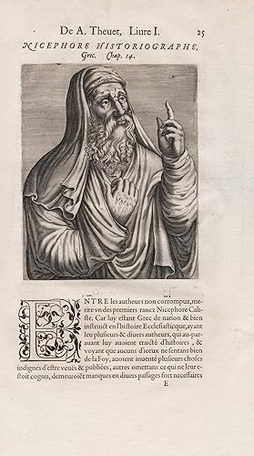 "Nicephore Historiographe Grec" - Nicephorus Gregoras (c.1295-1360) Greek astronomer historian As...