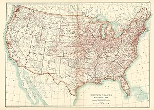 United States of America - Railway Map showing the Principal Topographical Features