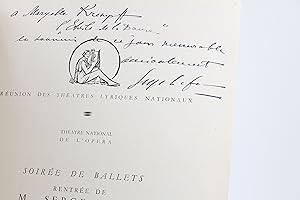 Programme du Théâtre National de l'Opéra du Mercredi 2 Février 1949 dédicacé par Serge Lifar