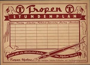 Stundenplan Tropen-Bicolour Füller, der beliebte Schüler-Füllhalter um 1930
