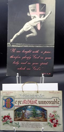 2 Motto cards with Christian content one for 1919 with a quote from Corinthians + an Athletics po...
