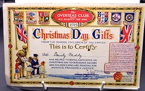 CHARITY Great War: The Overseas Club (Great War 1914-18) Certificate presented to Emily Caddy Chr...