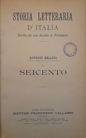 Storia letteraria d'Italia scritta da una società di professori: il seicento