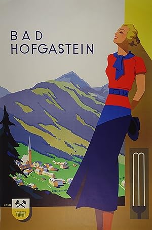 Thermalbad Hofgastein. Graphische Gestaltung von Hermann Kosel (1896-1983). Farboffsetdruck Salzb...