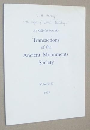 On the Origin of Listed Buildings (Offprint from Transactions of the Ancient Monuments Society Vo...