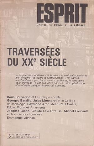 Revue "Esprit" n°89, mai 1984 : "Traversées du XXe siècle" [Boris Souvarine, Georges Bataille, Ju...