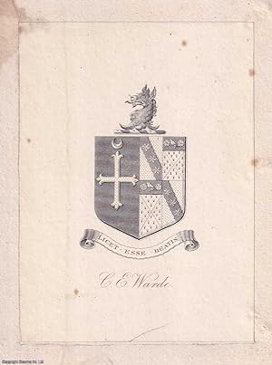 Heraldic Crest Bookplate. Squerryes House, Westerham, Kent. C.E. Warde. Licet Esse Beatis "it is ...