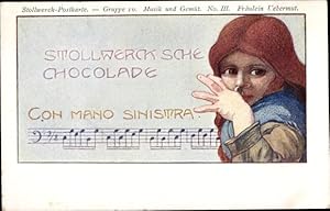 Ansichtskarte / Postkarte Stollwerck'sche Chocolade, Con Mano Sinistra, 10/III Musik und Gemüt, F...