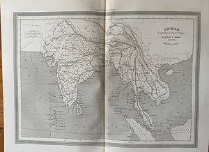 Mapa de India grabado por R. Alabern y pubicado por Gaspar y Roig en 1853