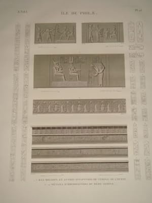 DESCRIPTION DE L'EGYPTE. Ile de Philae. Bas-reliefs et autres sculptures du temple de l'ouest, Dé...