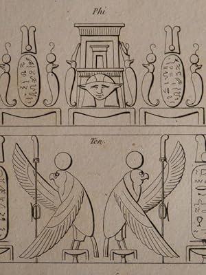 Voyage dans la Basse et Haute Egypte : Frises emblématiques de différents temples égyptiens. (Pla...