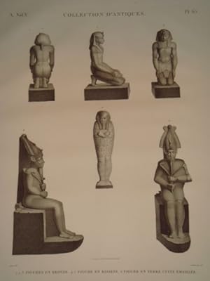 DESCRIPTION DE L'EGYPTE. Collection d'antiques. Figures en bronze, Figure en basalte, Figure en t...