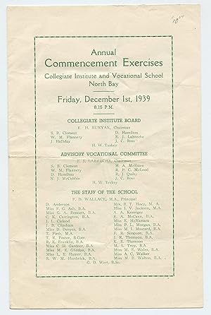 Annual Commencement Exercises, North Bay Collegiate Institute, 1939