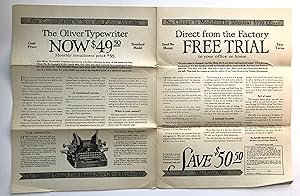 Oliver Typewriter No. 9 Original Foldout Advertising Sale Brochure with Coupon, Circa 1918, Early...