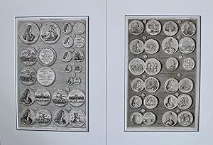 1745 Sheet of British Regal Medals of Queen Mary and King William III, Set of 2 (Matted)