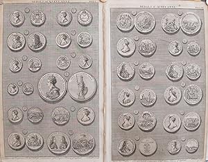 1745 Sheet of British Regal Medals of Queen Anne, Set of 2