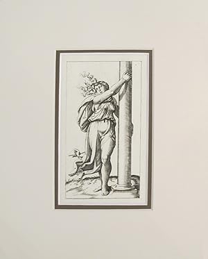 1781 Italian Engraving, Divine Comedy (Dante Alighieri) Woman with Column