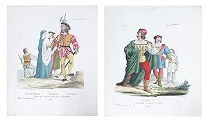 1799 Italian Clothing Design Pochoirs, Set of 2 (Gondoliere, Popolo, Guardia, Aurelio)
