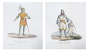 1799 Italian Clothing Design Pochoirs (Duke of Caldora, Giovanni of Vienna)