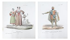 1799 Italian Courtly Clothing Design Pochoirs (Edward, King of England, A Borghese Noble Woman)
