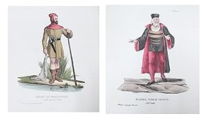 1799 Italian Clothing Design Pochoirs, Set of 2 (Venetian Noble, Fisherman)