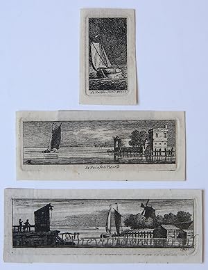 Antique prints, etching | Small seascapes, published 1766, 3 pp.