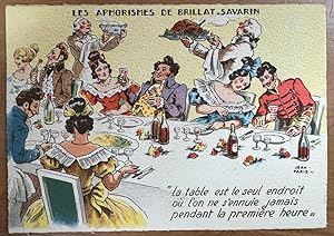 [Vintage menu/postcard, ca 1950] Les Aphorismes de Brillat-Savarin by Jean Paris, 100 x 150 mm. V...