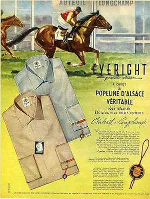"POPELINE D'ALSACE VÉRITABLE EVERIGHT" Annonce originale entoilée parue dans PARIS-MATCH en 1958