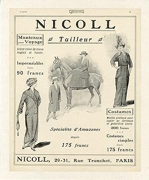 "NICOLL Tailleur" / Annonce originale entoilée parue dans FÉMINA du 1er JUIN 1914