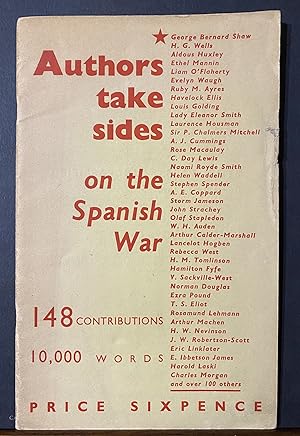 AUTHORS TAKE SIDES ON THE SPANISH WAR - Rare Pamphlet