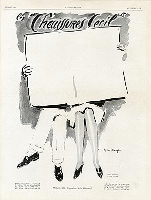 "CHAUSSURES CECIL" Annonce originale entoilée illustrée par VAN DONGEN parue dans L'ILLUSTRATION ...