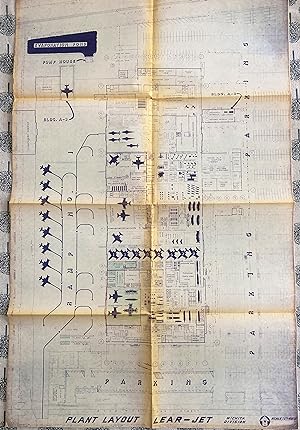 LEARJET factory plans in blueprint, ca. 1970.