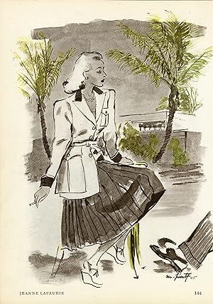 "JEANNE LAFAURIE" Annonce originale entoilée parue dans PLAIRE en 1945 par M. PINTA