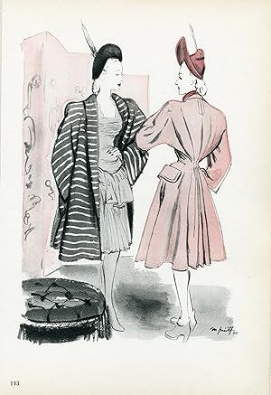 "MADELEINE VRAMANT" Annonce originale entoilée illustrée par M. PINTA et parue dans PLAIRE en 1945