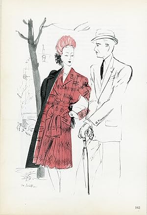 "MADELEINE VRAMANT" Annonce originale entoilée illustrée par M. PINTA et parue dans PLAIRE en 1945
