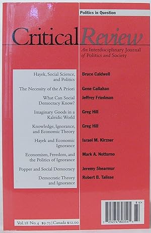 Critical Review: An Interdisciplinary Journal of Politics and Society, Vol. 18 No. 4