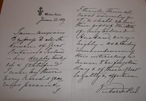 Facsimile of Autographed Letter Signed by Queen Victoria, 1884.