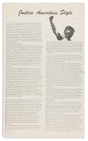 BLACK PANTHERS: "Justice Amerikan Style." Flier on black-American oppression