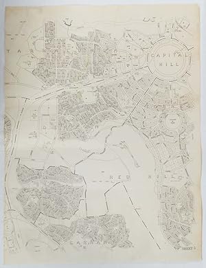 Map of Canberra's Inner South, showing Capitol Hill, Yarralumla, Deakin, Forrest, Hughes, Red Hil...