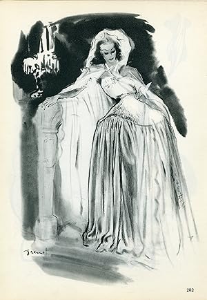 "MODE par BRENOT" Illustration originale entoilée parue dans PLAIRE en 1945 illustrée par BRENOT